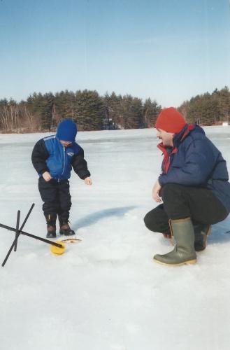 Ice fishing with his dad II